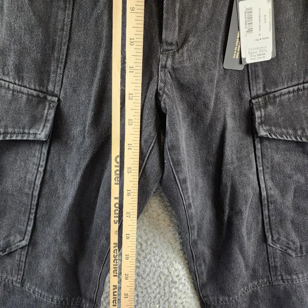 Rag & Bone Fit 4 Denim Cargo Pants Men's 29 Black Pockets Button Zip Closure - Picture 10 of 15